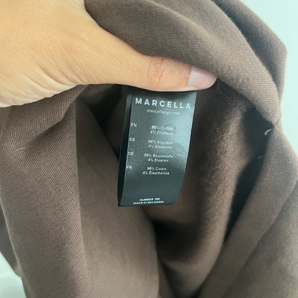 Marcella NYC Brown Asymmetric Zip Hoodie Maxi Dress Thumbhole Fleece L - Picture 6 of 8